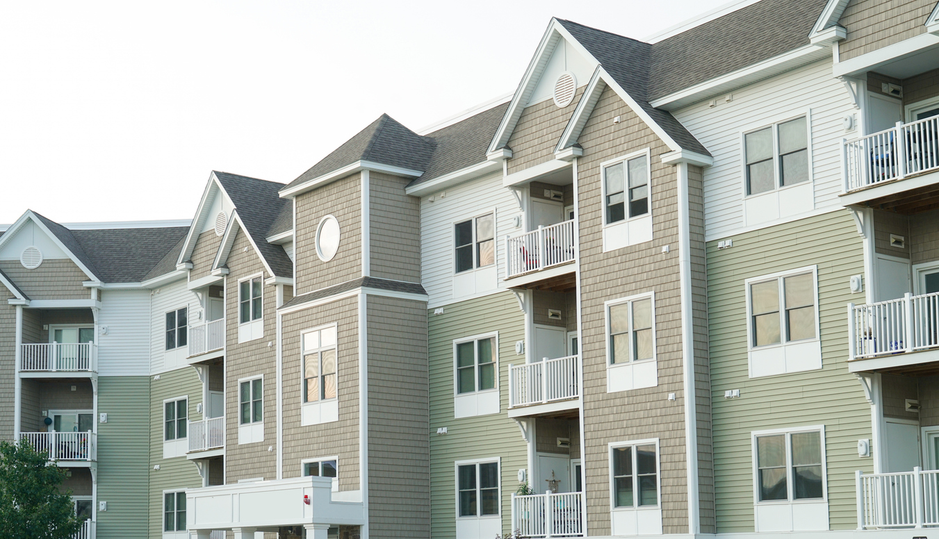 close up on modern rental apartment buildings