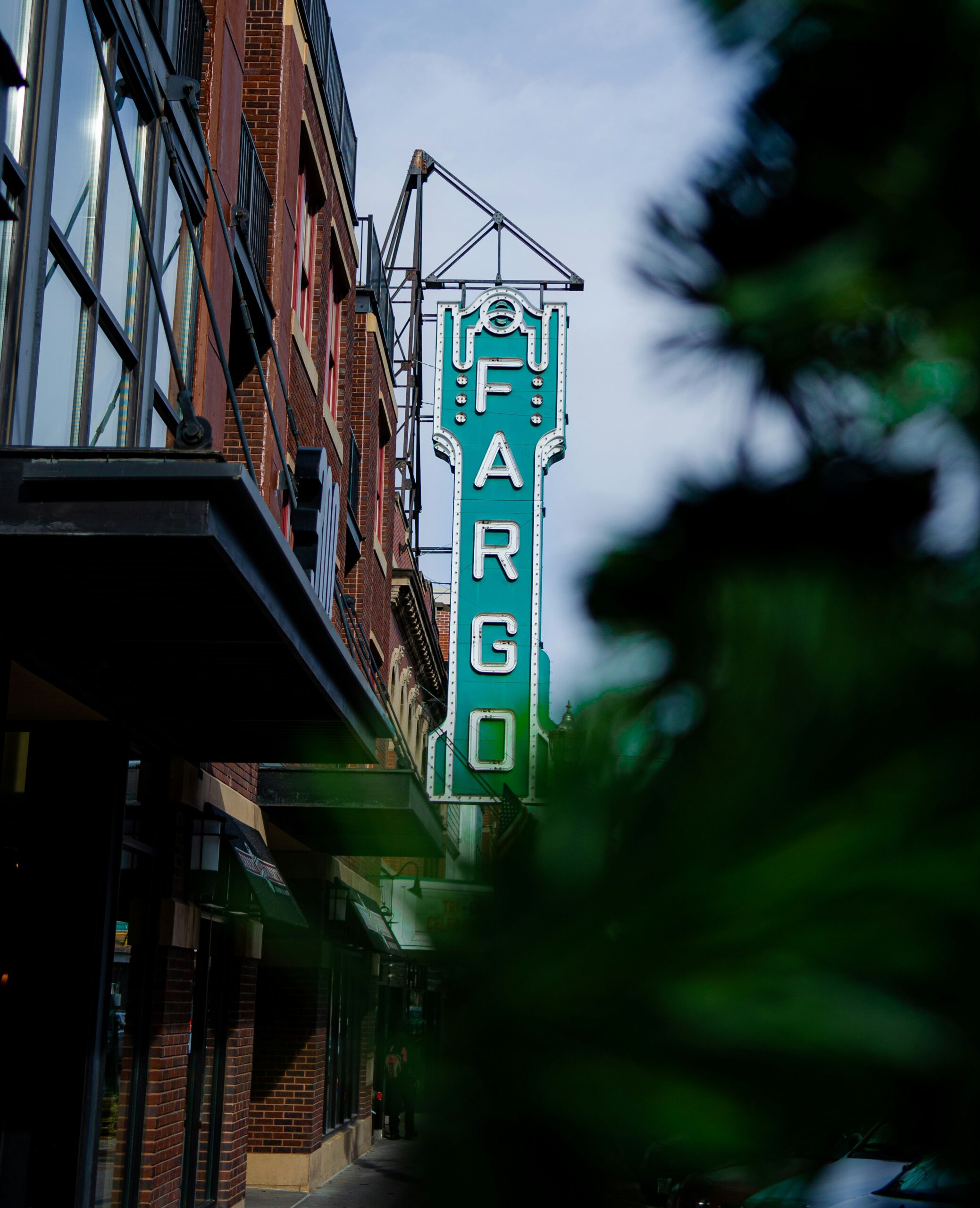 Fargo Theatre sign in downtown Fargo, North Dakota